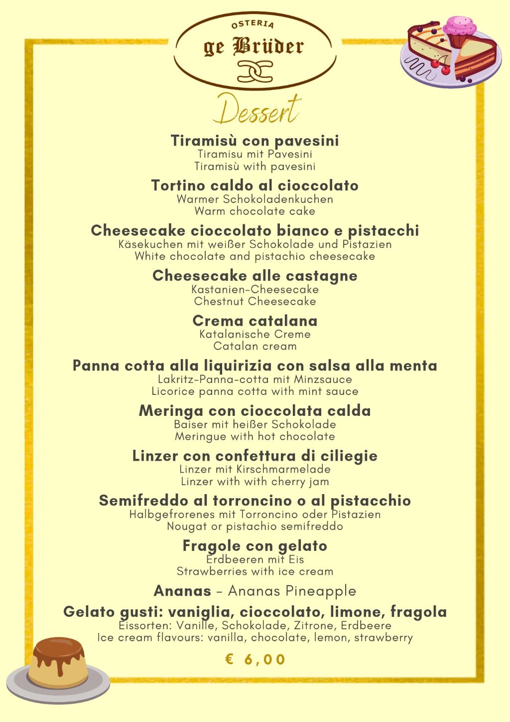 Osteria dei Bruder - Lista dessert